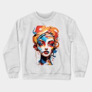 Playful Abstract Face Art: Burst of Colorful Whimsy Crewneck Sweatshirt